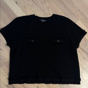 Adrianna Papell Black Textured Blouse